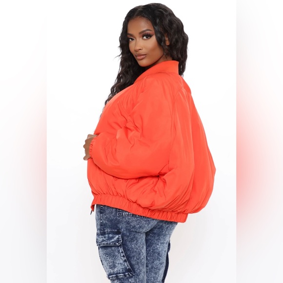 Fashion Nova Orange Bomber Jacket - Picture 2 of 3